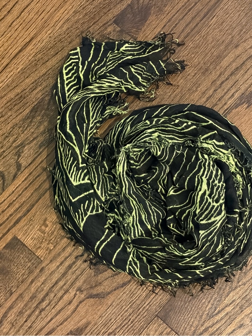 Black and Neon Green Print Scarf